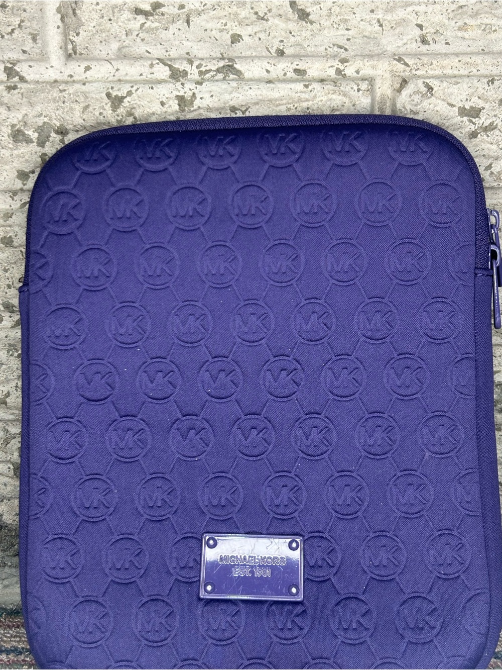 Michael Kors Neoprene Tablet Case Purple Embossed Monogram iPad Sleeve Protector